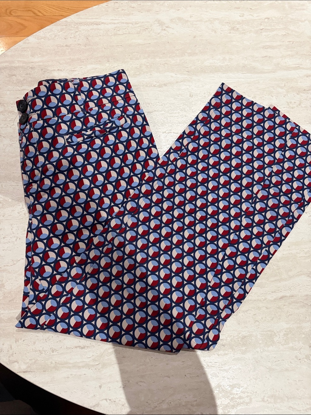 Cartonnier Geometric Circle Button-Up — Navy, Red & Light Blue